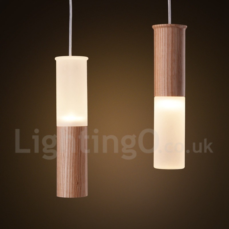 Suspension moderne et contemporaine en bois à 7 lumières