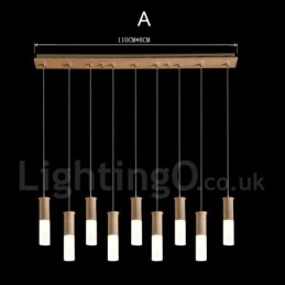Suspension en bois moderne et contemporaine à 9 lumières