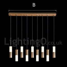 Suspension en bois moderne et contemporaine à 9 lumières