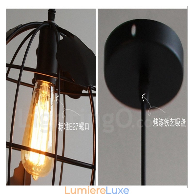 Suspension Globe en métal vintage Country