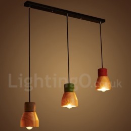 Suspension vintage en bois et béton