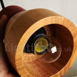 Suspension vintage en bois et béton