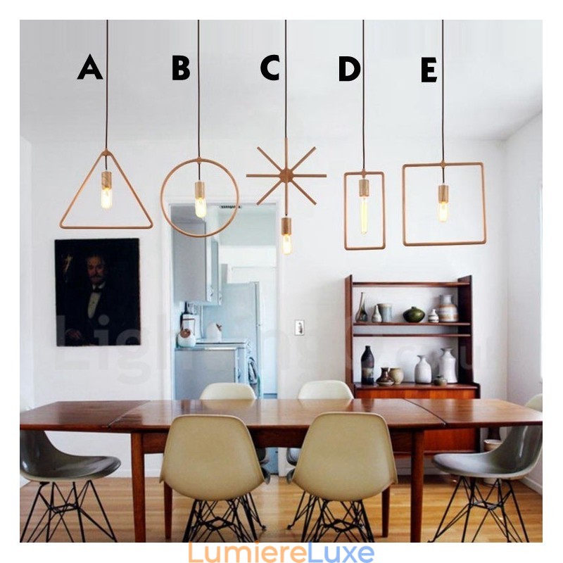 Suspension en bois rustique à 1 lumière