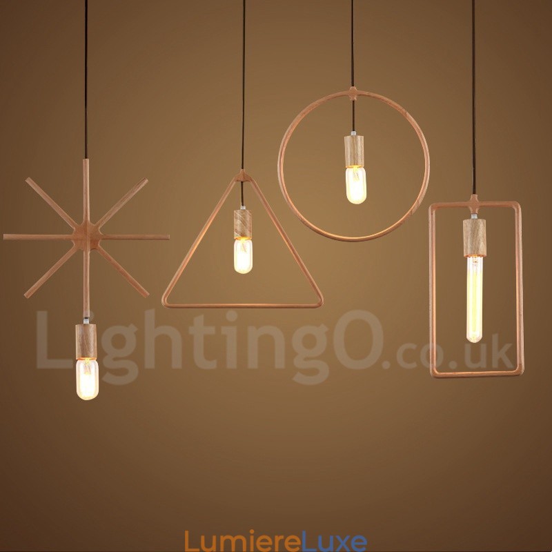 Suspension en bois rustique à 1 lumière