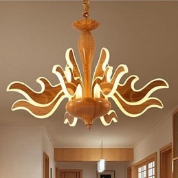 L'art du lustre chinois simple en acrylique importé imitant le grain du bois
