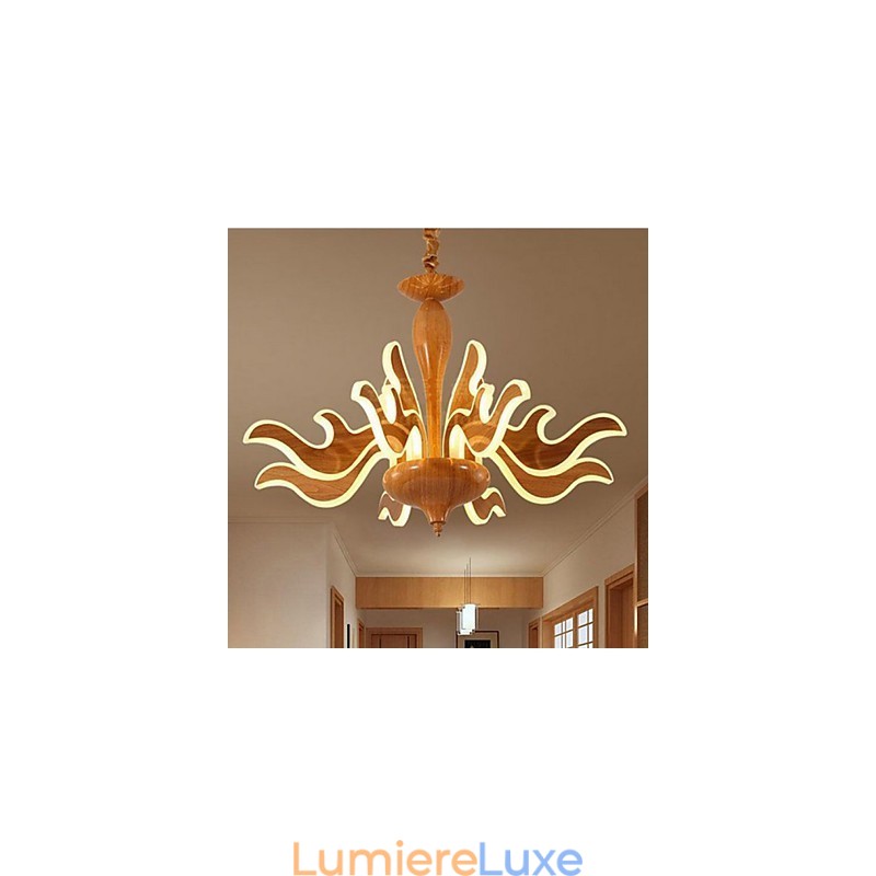 L'art du lustre chinois simple en acrylique importé imitant le grain du bois