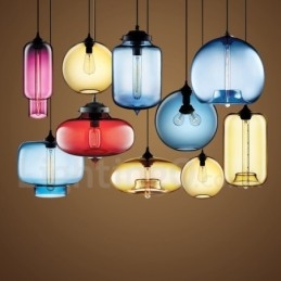 Suspension en verre multicolore contemporaine moderne à 1 lumière