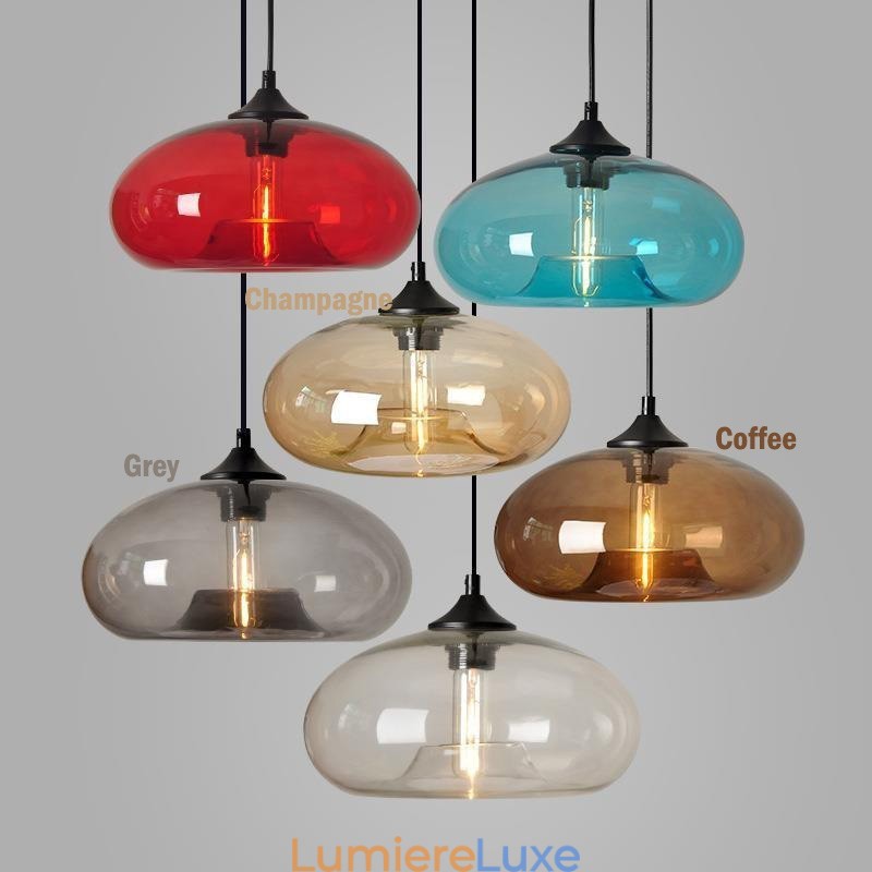 Suspension en verre multicolore contemporaine moderne à 1 lumière