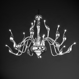 Lustre moderne 18 lumières G4 finition chromée