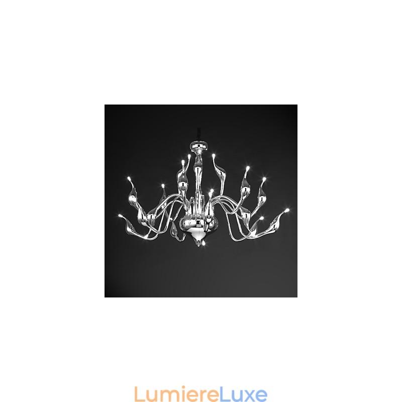 Lustre moderne 18 lumières G4 finition chromée