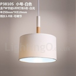Suspension tambour en bois moderne et contemporaine avec abat-jour en tissu