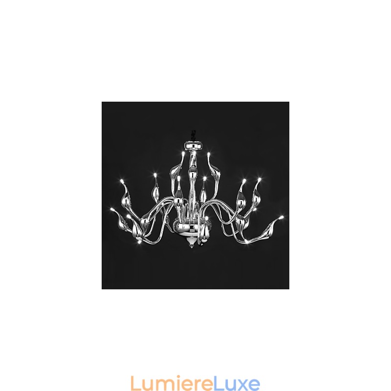 Lustre moderne 18 lumières G4 finition chromée