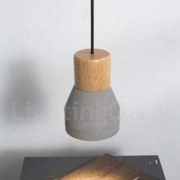 Suspension contemporaine moderne en bois et béton à une seule lumière