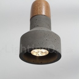 Suspension contemporaine moderne en bois et béton à une seule lumière