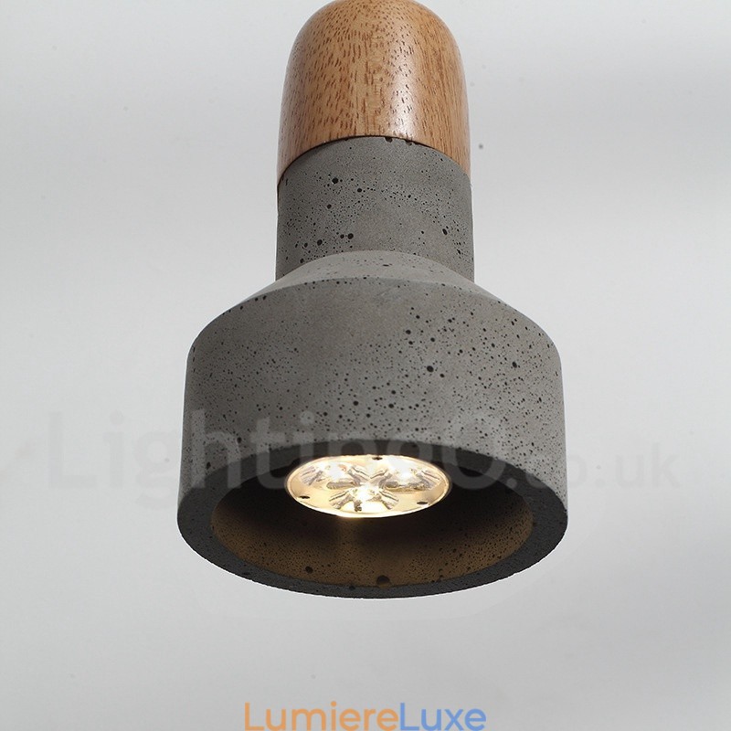 Suspension contemporaine moderne en bois et béton à une seule lumière