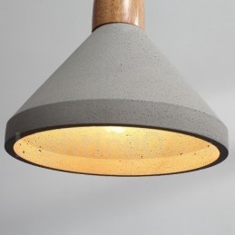 Suspension contemporaine moderne en bois et béton à une seule lumière