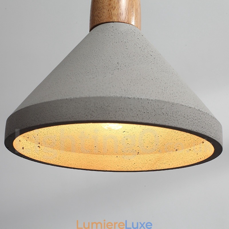 Suspension contemporaine moderne en bois et béton à une seule lumière
