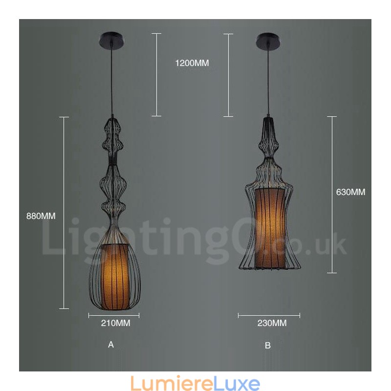Suspension vintage en métal en forme de vase