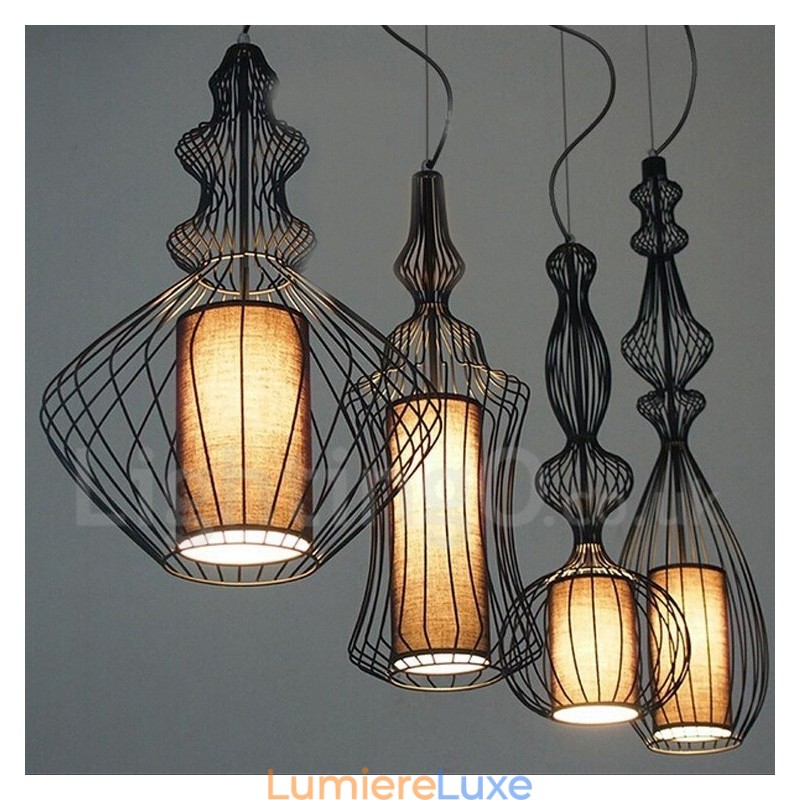 Suspension vintage en métal en forme de vase