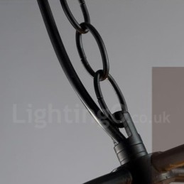 Suspension vintage en métal à 6 ampoules avec globe