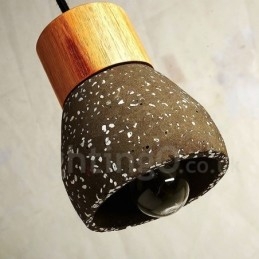 Suspension moderne contemporaine en bois et béton à 1 lumière
