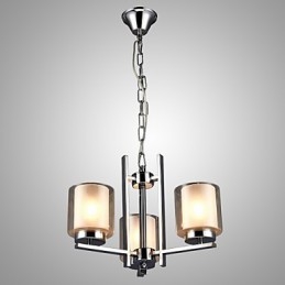 Lustre en fer galvanisé avec abat-jour en verre, lampe à bougie classique à 3 têtes