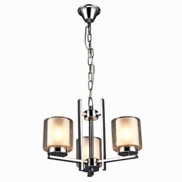 Lustre en fer galvanisé avec abat-jour en verre, lampe à bougie classique à 3 têtes