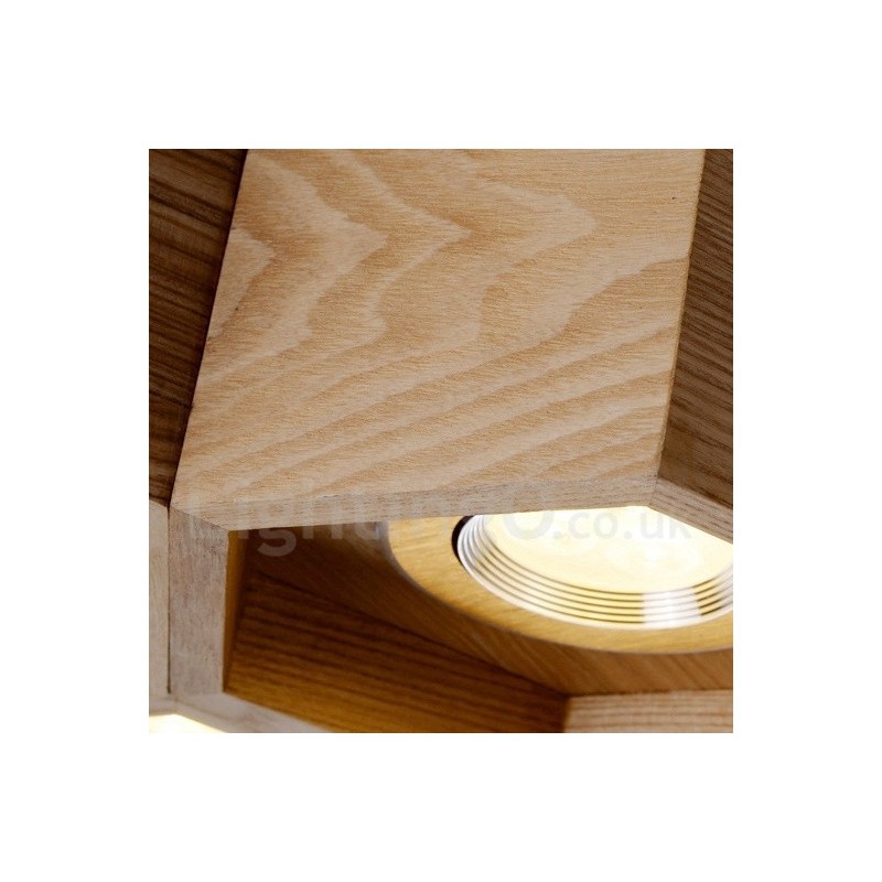 Suspension contemporaine moderne en bois à 6 lumières