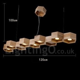 Suspension contemporaine moderne en bois à 7 lumières