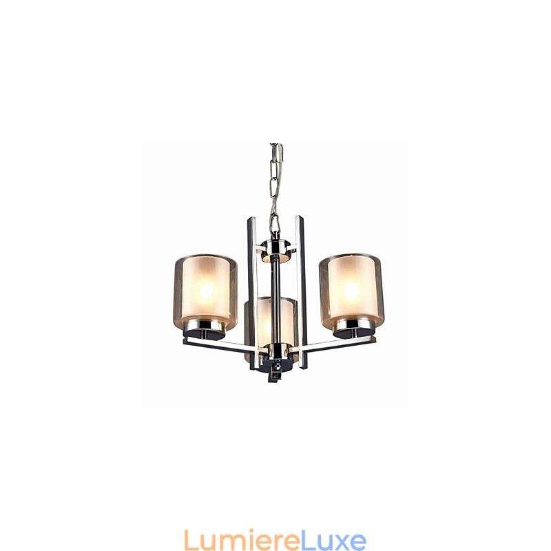 Lustre en fer galvanisé avec abat-jour en verre, lampe à bougie classique à 3 têtes