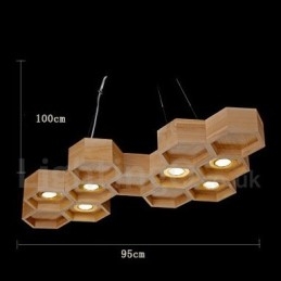 Suspension contemporaine moderne en bois à 6 lumières