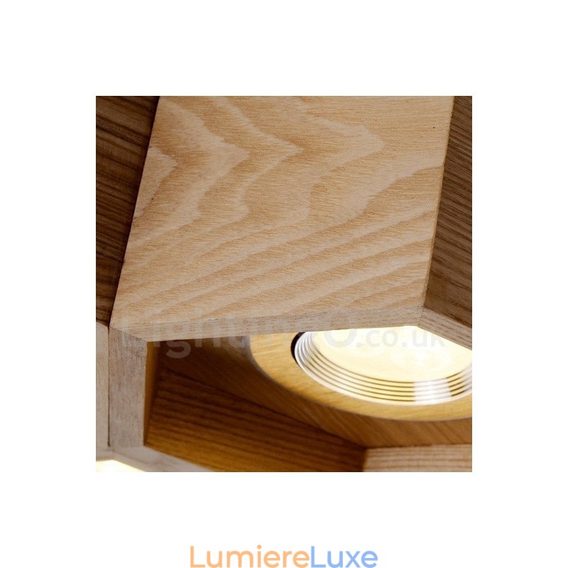 Suspension contemporaine moderne en bois à 6 lumières