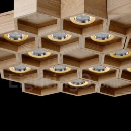 Suspension contemporaine moderne en bois à 12 lumières