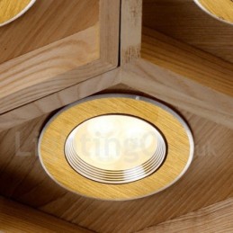 Suspension contemporaine moderne en bois à 12 lumières