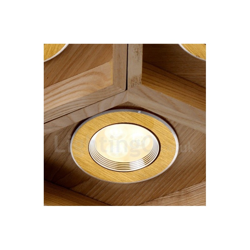 Suspension contemporaine moderne en bois à 12 lumières