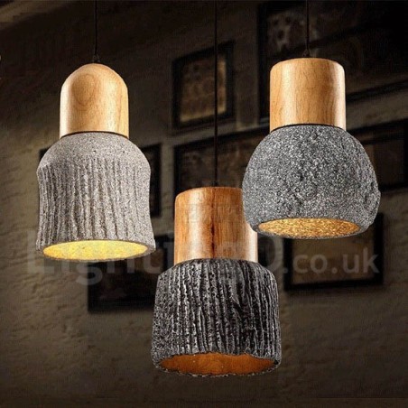Suspension rétro vintage en bois et béton Suspension rétro vintage en bois et béton