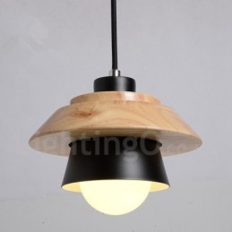 Suspension en métal et bois à 1 lumière