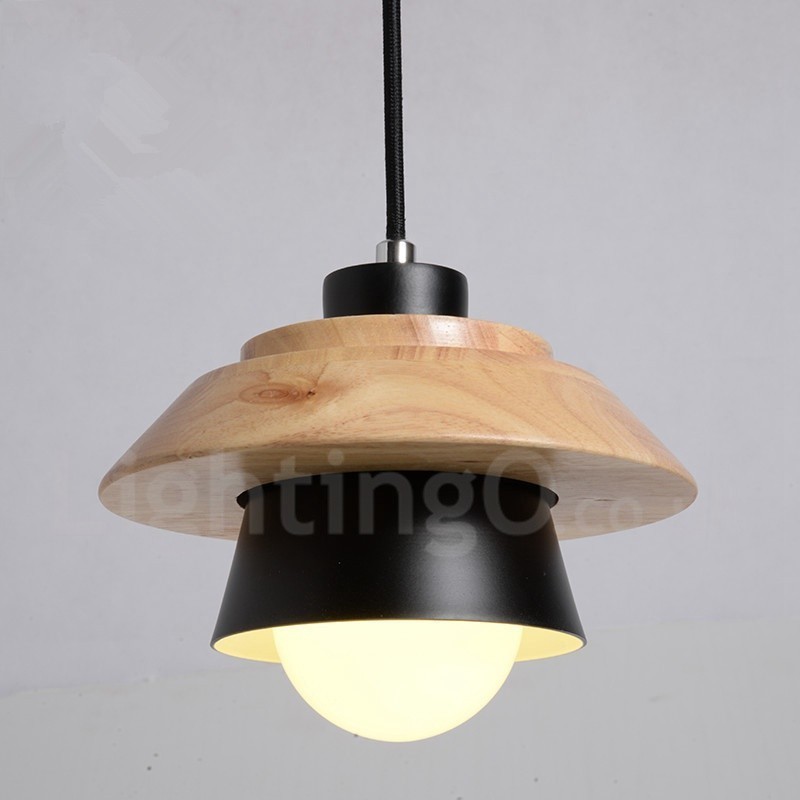 Suspension en métal et bois à 1 lumière