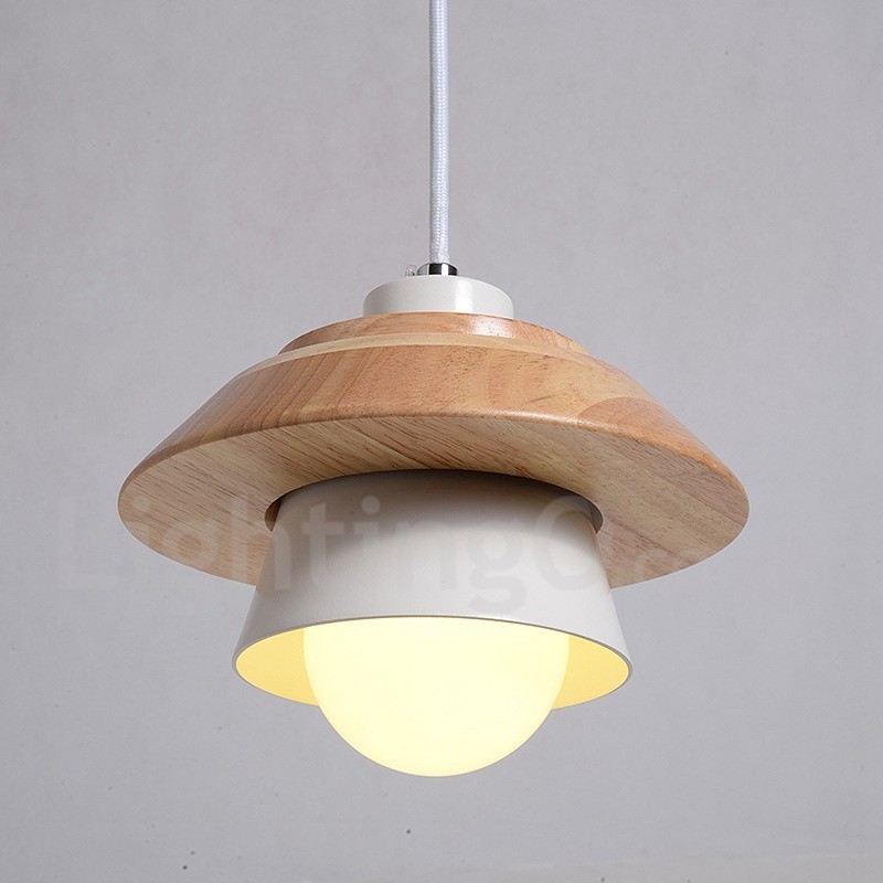 Suspension en métal et bois à 1 lumière