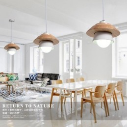 Suspension en métal et bois à 1 lumière