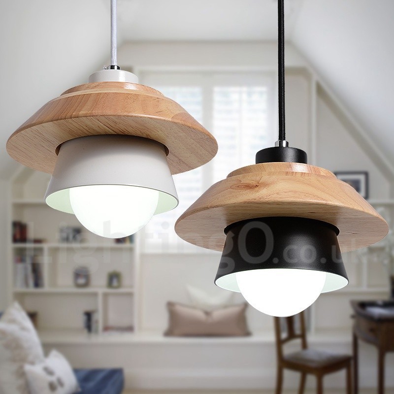 Suspension en métal et bois à 1 lumière