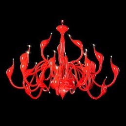 Lustre moderne 24 lumières G4 peinture rouge