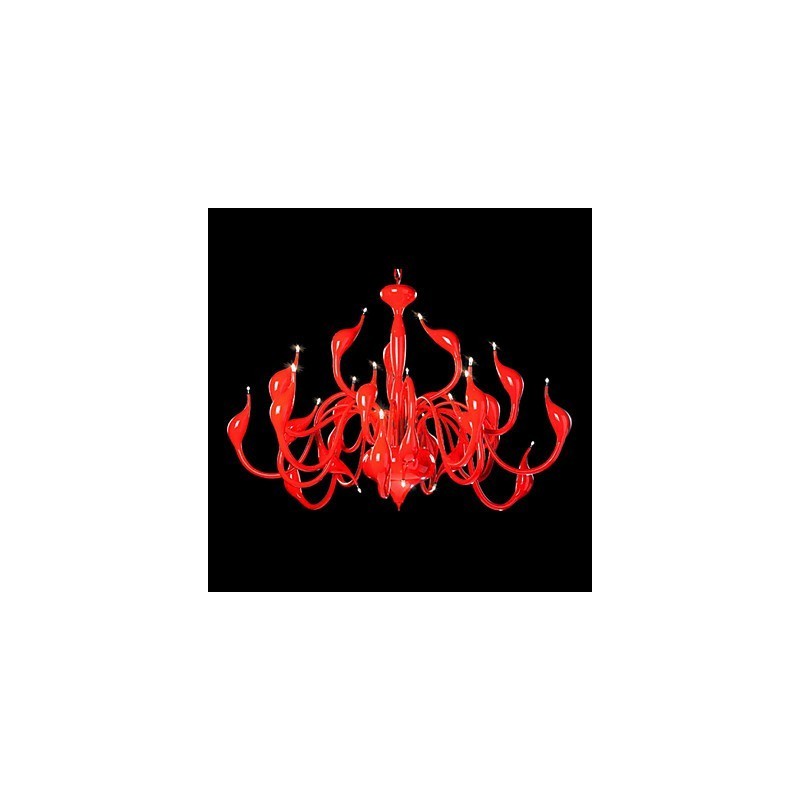 Lustre moderne 24 lumières G4 peinture rouge