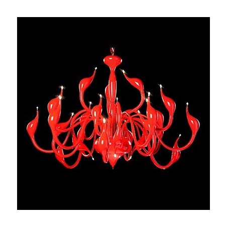 Lustre moderne 24 lumières G4 peinture rouge Lustre moderne 24 lumières G4 peinture rouge