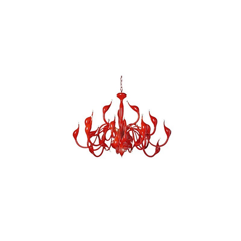 Lustre moderne 24 lumières G4 peinture rouge