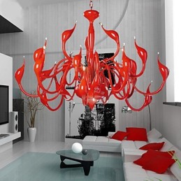 Lustre moderne 24 lumières G4 peinture rouge