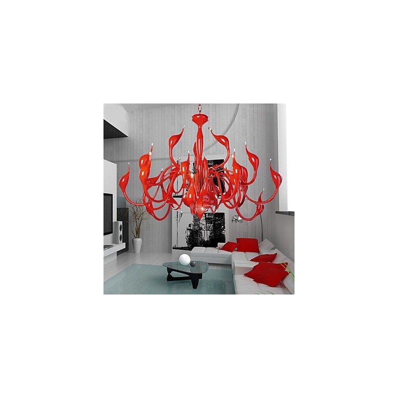 Lustre moderne 24 lumières G4 peinture rouge