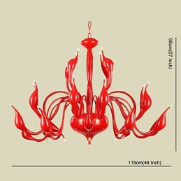 Lustre moderne 24 lumières G4 peinture rouge