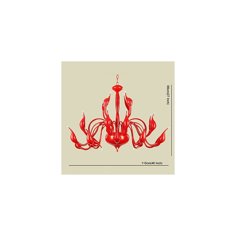Lustre moderne 24 lumières G4 peinture rouge