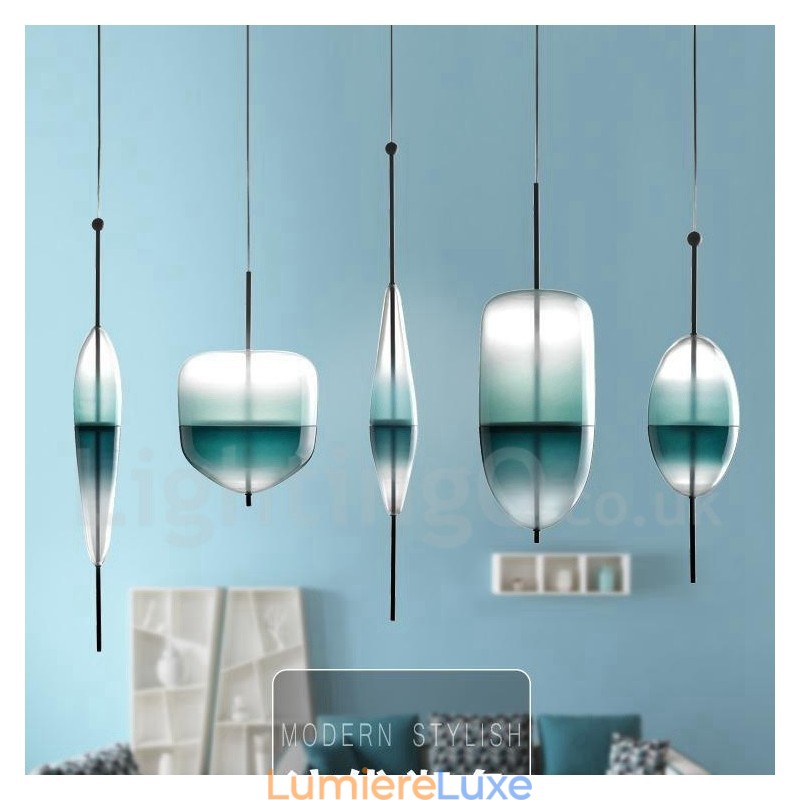 Suspension contemporaine moderne à dégradé de couleurs avec abat-jour en verre